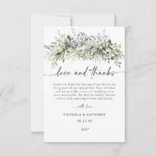 De Agradecimiento Eucalyptus Floral Boda Ceremonia Gracias Tarjeta