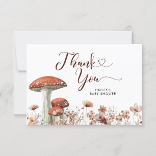 De Agradecimiento Fall Boho Mushroom Floral Gracias Tarjeta