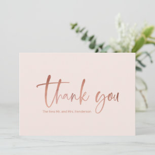 De Agradecimiento Faux Rosa Gold Script Boda Gracias Tarjeta