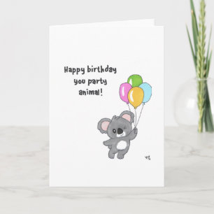 De Agradecimiento Feliz cumpleaños a tu Fiesta Animal - Tarjeta Koal