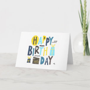 De Agradecimiento Feliz cumpleaños Blues y tarjeta Yellows
