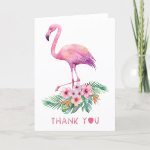 De Agradecimiento Flamingo Gracias Tarjeta Baby Shower Tropical Rosa