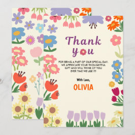 De Agradecimiento Flor Floral Cumpleaños 5 Gracias Tarjeta plana