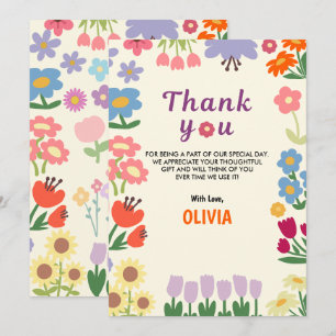 De Agradecimiento Flor Floral Cumpleaños 5 Gracias Tarjeta plana