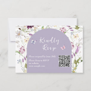 De Agradecimiento Flor silvestre Una mariposa Jardín Qr Tarjeta Rsvp