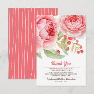 De Agradecimiento Floral acuarela Gracias Tarjeta Boda