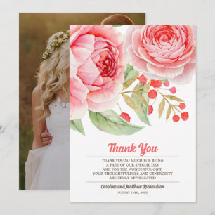 De Agradecimiento Floral acuarela Gracias Tarjeta Fotográfica Boda