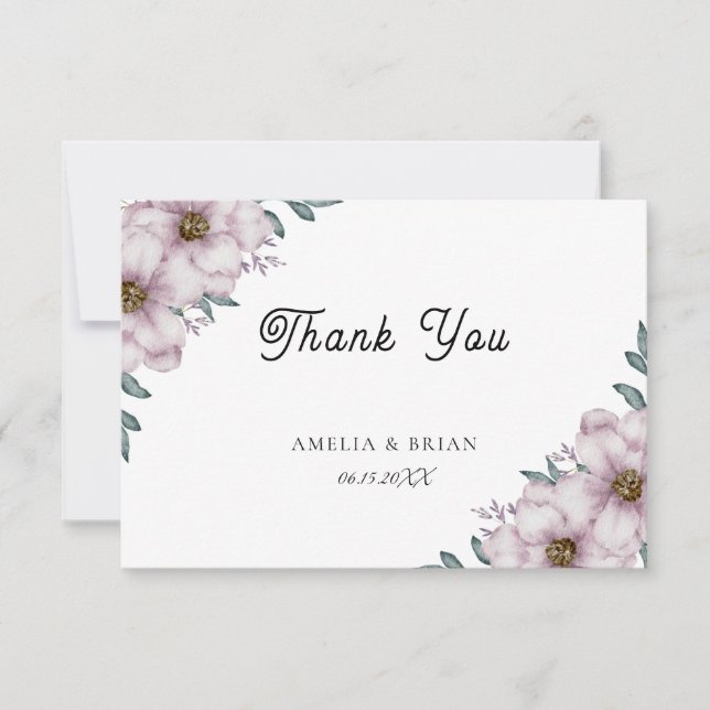 De Agradecimiento Floral Eucalyptus Summer Boda Gracias Tarjeta (Anverso)