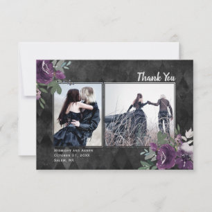De Agradecimiento Floral gótica 2 foto Boda negro gracias tarjeta