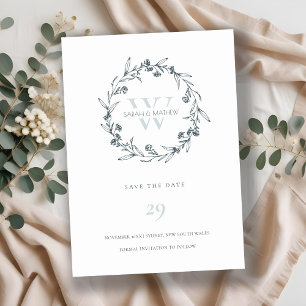 De Agradecimiento Floral Laurel Wreath Monograma Guardar la tarjeta 
