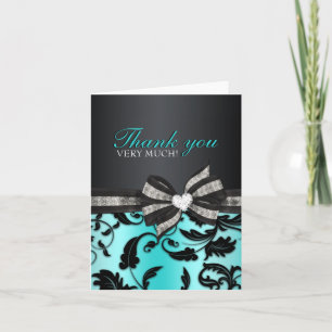 De Agradecimiento Floral Swirl Sweet Dieciséis Gracias Tarjeta