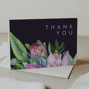 De Agradecimiento Floral tropical colorida Tarjeta PurpleGracias