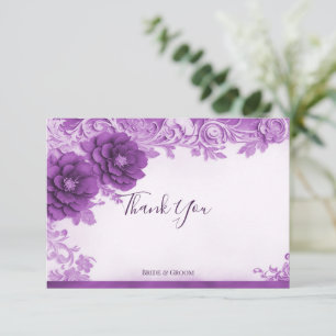 De Agradecimiento Flores moradas florecen gracias tarjeta