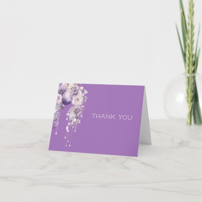 De Agradecimiento Flores moradas Gracias tarjeta (Anverso)