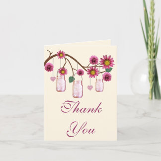 De Agradecimiento Flores rosas Mason Jars Gracias Tarjeta