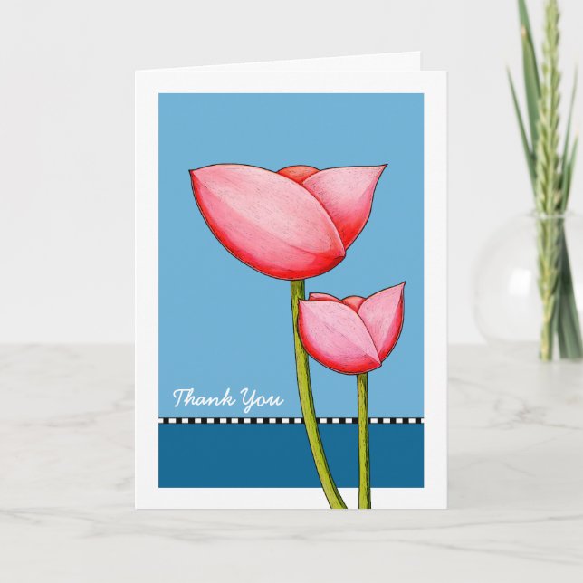 De Agradecimiento Flores simples azul Gracias Tarjeta (Anverso)