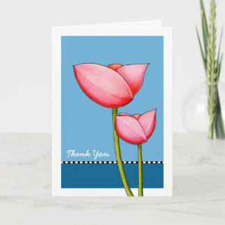 De Agradecimiento Flores simples azul Gracias Tarjeta