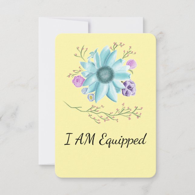 De Agradecimiento Flores verde azuladas con la tarjeta I Am Equipada (Anverso)