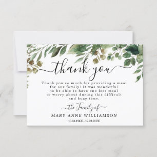 De Agradecimiento Foliage Elegant Funeral Comida Gracias Tarjeta