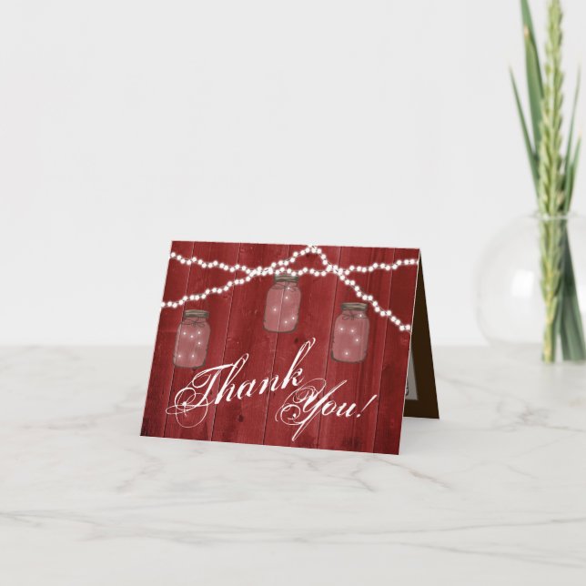 De Agradecimiento Follada Gracias Tarjeta Mason Jar String Lights Wo (Anverso)