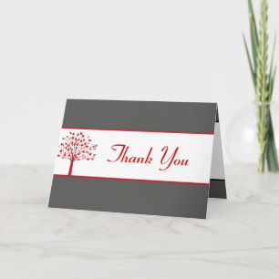 De Agradecimiento Follado Gracias Tarjeta Árbol Gris/Rojo Invierno