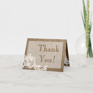 De Agradecimiento Follado Gracias Tarjeta Burlap Lace Country Wester