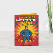 Funny tarjeta del Día del Cómico Papá Superhéroe