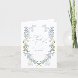 De Agradecimiento Futuro Sra. Elegant Blue Floral Gracias Tarjeta
