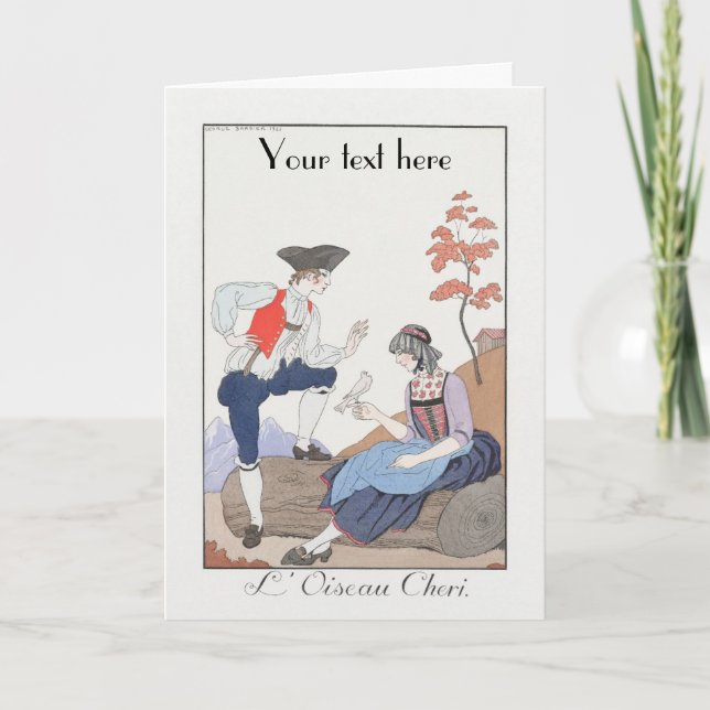 De Agradecimiento George Barbier Art Deco Moda Gracias Tarjeta (Anverso)