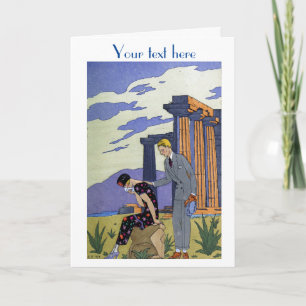 De Agradecimiento George Barbier Art Deco Moda Gracias Tarjeta