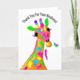 De Agradecimiento Girafa colorida, Kaleidoscope Gracias tarjeta