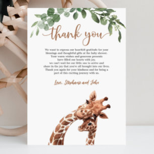 De Agradecimiento Giraffe Baby Shower Gracias tarjeta