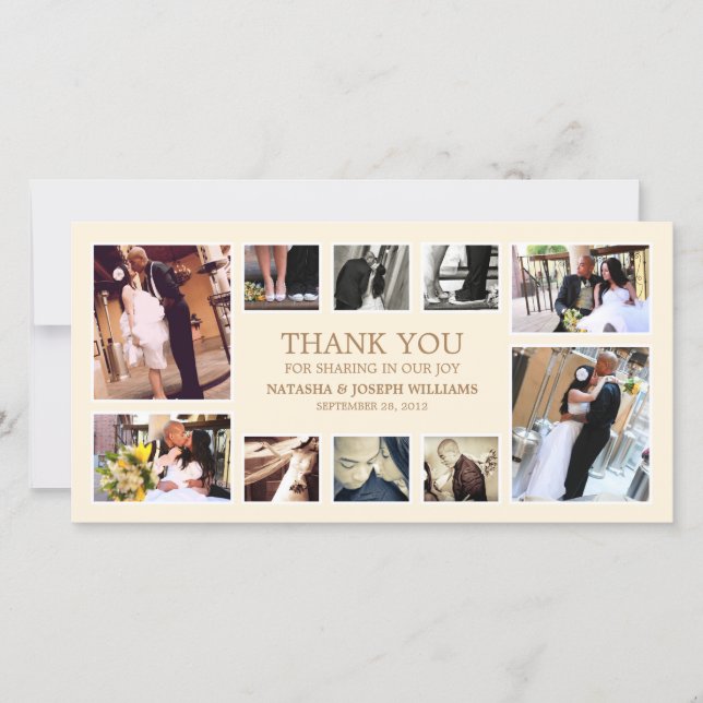DE AGRADECIMIENTO GOLD COLLAGE | BODA GRACIAS TARJETA (Anverso)