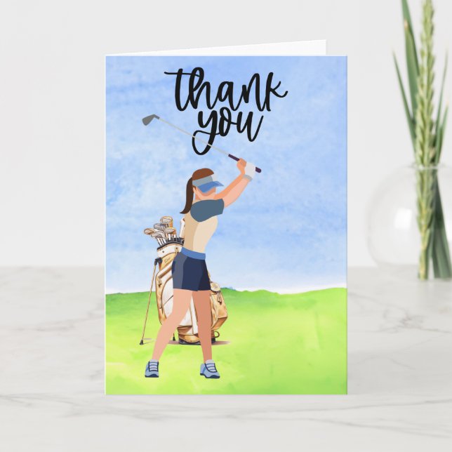 De Agradecimiento Golf Golfer Gracias tarjeta para una mujer golfist (Anverso)