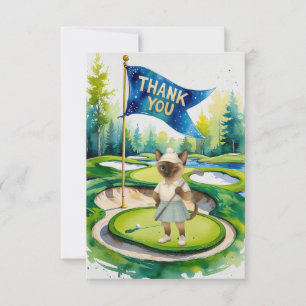 De Agradecimiento Golf Gracias tarjeta con amante del gato golfista 
