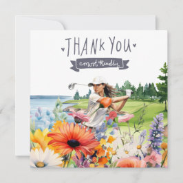 De Agradecimiento Golf Gracias tarjeta con flores acuarela