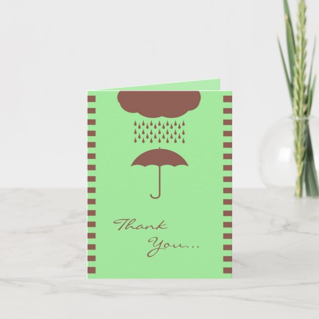 De Agradecimiento Gracias Baby Shower Neutral Umbrella Doble Tarjeta (Anverso)
