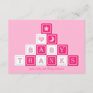De Agradecimiento Gracias chica bebé Ducha plana 3.5 x 5 tarjeta