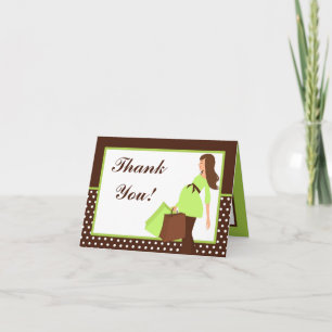 De Agradecimiento Gracias doblado tarjeta Green Mod Mom Polka Dots