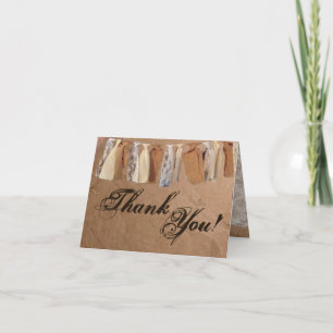 De Agradecimiento Gracias Doblado Tarjeta Kraft Papel Bag Lace Burla