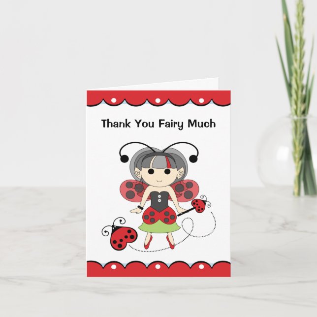 De Agradecimiento Gracias Fairy Muchísima Cuidada Tarjeta Ladybug Ro (Anverso)