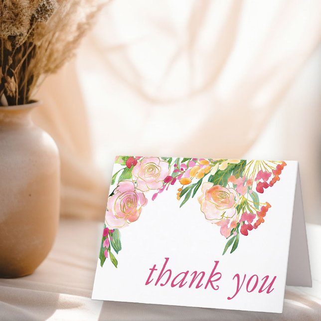 De Agradecimiento Gracias Fiesta Mexicana Flores Tarjeta plegada neg (Thank You card from my Floral Chic Quinceanera Collection
)