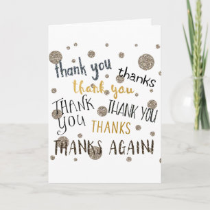 De Agradecimiento GRACIAS, GRACIAS Tarjeta Plegable Cute Glitter Gla