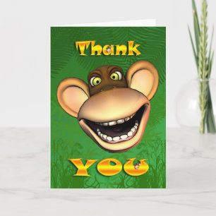 De Agradecimiento Gracias monkey la cara, tarjeta alegre feliz