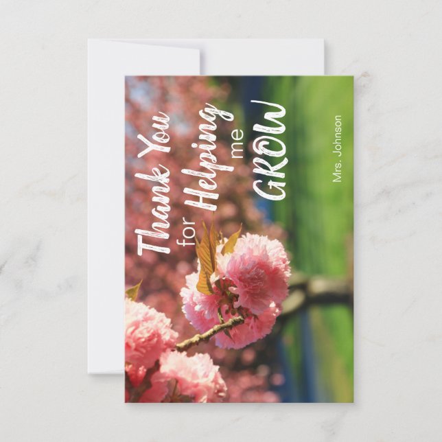 De Agradecimiento Gracias Por Ayudarme A Crecer Tarjeta (Anverso)