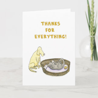 De Agradecimiento ¡Gracias por todo! Tarjeta del perro y del gato