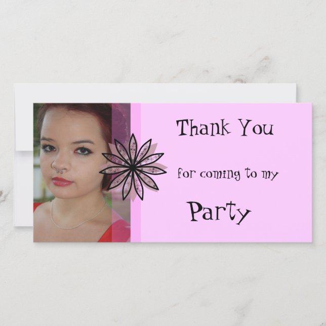 De Agradecimiento Gracias por venir a mi tarjeta fotográfica Fiesta (Anverso)