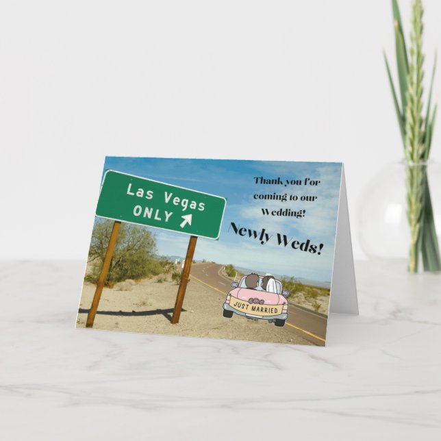 De Agradecimiento Gracias por venir a nuestra tarjeta Boda Las Vegas (Anverso)