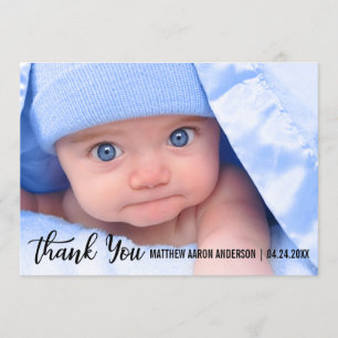 De Agradecimiento Gracias Recién nacido tarjeta trasera azul moderna