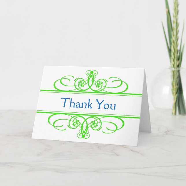 De Agradecimiento Gracias tarjeta azul y verde (Anverso)
